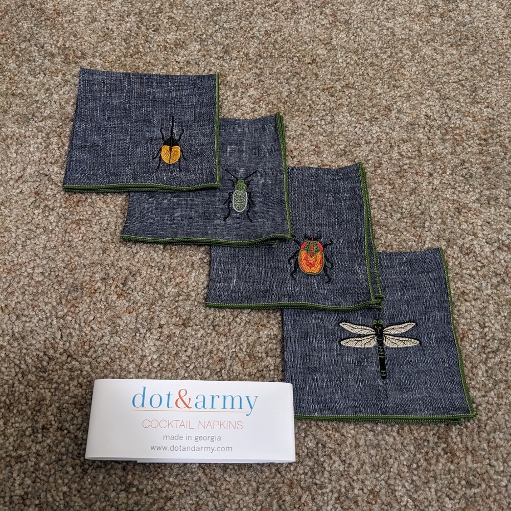 Insect Linen Chambray Cloth Napkins